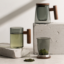Tea ceremony cup Tea water separation Tea cup Glass Mens and womens cups with lids Office cups Household personal use