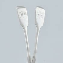 Chunjingyuan 1855 century-old antique British silverware sterling silver salt spoon pair of violin Exeter