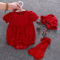 Autumn baby jumpsuit summer fart suit summer 1-year-old newborn 100 days full moon baby clothes princess ha clothes summer clothes
