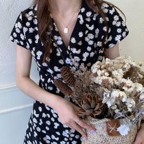 Large size fat mm retro Platycodon grandiflorum French floral dress female fat sister very fairy skirt summer