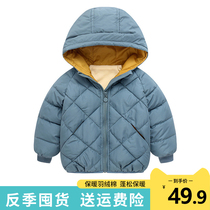  Off-season childrens clothing Childrens down cotton clothing light boys short jacket girls plus velvet cotton coat baby quilted jacket