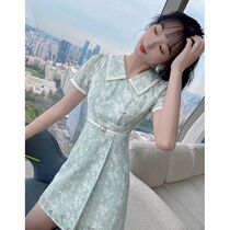 Summer vintage French dress 2021 new summer POLO collar National Style Women floral temperament little dress children summer