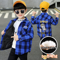 Boy light thin down jacket with 2021 new shirt autumn and winter children warm liner white duck suede for childrens blouse
