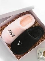 Net red 2021 new autumn and winter cotton slippers female cute plush home couple indoor home thick bottom male