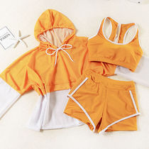 Sexy hot spring steel bracket three-piece swimsuit female flat angle student conservative womens swimsuit split bikini section