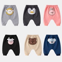 Infant pants cotton butt pants spring and autumn without velvet pp pants newborn 1 year old autumn baby loose casual pants