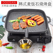 Korean Maifan stone round square barbecue plate Barbecue plate Cassette stove portable barbecue pot Teppanyaki outdoor