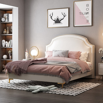 American childrens leather bed bedroom Small Apartment 1 5 m Boy single bed modern simple light luxury girl princess bed