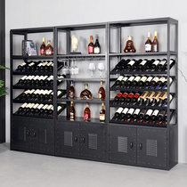 Industrial wind iron wine rack music bar floor cabinet iron storage display stand supermarket wine rack