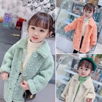 Girl Jacket 2021 Autumn Winter New Children Thickened Foreign Air Baby Medium Long Lamb Wool Warm Children Clothing Great Clothes
