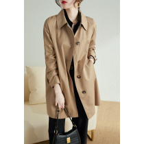 Ying Wu khaki windbreaker womens long spring and autumn 2022 New loose Korean version of Joker British style coat size