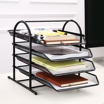 Office metal iron mesh multi-layer storage rack document rack extraction data rack desktop finishing rack storage rack book and newspaper rack