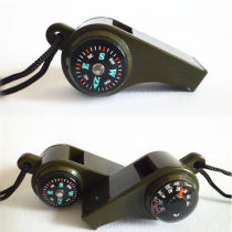 Field survival supplies seven-in-one whistle multifunctional portable emergency compass magnifying glass flashlight thermometer