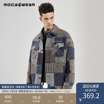 Rocawear2021 winter new fashion tide short Joker embroidery logo casual plaid wool jacket