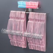 Hanger storage hanger non-perforated stainless steel household multifunctional balcony finishing rack wall hanging clothes hanger clothes drying Rod