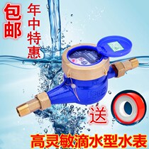 Rotor type high sensitive water meter Drip counting water meter Household rental room cold water meter 4 points 6 points DN15 20