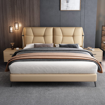 Light luxury leather design bed soft bag Master bedroom Economical modern simple double bedroom High-end master wedding bed home