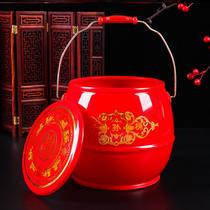 Marriage bucket dowry bucket wedding items mothers grandson bucket small horse bucket wedding supplies red festive