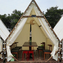 Net red tent outdoor hot pot camping homestay diy cottage triangle tent restaurant thickened rainproof canvas solid wood