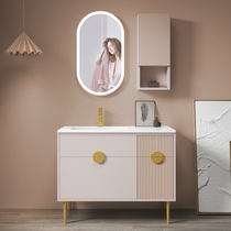 Nordic wash and washbasin smart bathroom mirror cabinet flat basin light luxury modern simple floor bathroom cabinet combination