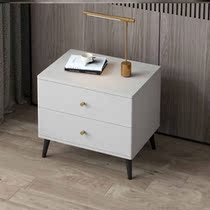 Minimalist rock board bedside table modern simple solid wood light luxury home bedroom bedside cabinet with double drawer bedside table