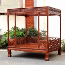 Rural Ming and Qing solid wood shelf bed old-fashioned wedding bed six-poster bed Chinese fence traditional antique old man double flower board