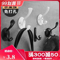 Punch-free clothes adhesive hook Wall Wall entrance door hanging clothes hook door rear light luxury single hook single coat hook
