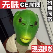 Douyin green head fish head cover mask cute funny funny sand sculpture fish head strange people green net red Bo Ba
