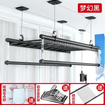Anti-theft net adhesive hook drying rack lifting drying rack balcony four-pole clothes multi-function folding hand-cranked reinforced