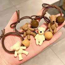 South Koreas East Gate trend gathering place milk tea color bear temperament girl ponytail ball hair headdress