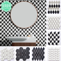 Golden pottery tiles Nordic black and white gray diamond ceramic mosaic kitchen balcony white wall tile toilet background wall