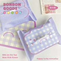 Cream Wind Purple Bear Tissue Pulling Set Fabric Tissue Box Decorative Tissue Set Office Living Room Bedroom Car