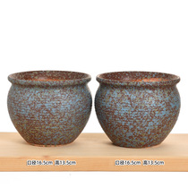 Fleshy flowerpot ceramic cornery breathable creative simple large caliber creative retro pottery pot plant potted clearance