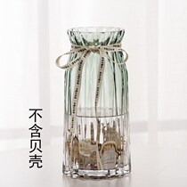 European-style vertical glass vase living room color transparent vase hotel creative dried flower rich bamboo flower arrangement