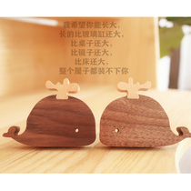 Cute whale Nordic ins wind student dormitory hook solid wood coat hook hole-free creativity