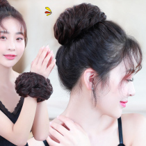 Real hair wig ring messy fake head flower fluffy natural flower bud headdress curling ring coil hair ball hair