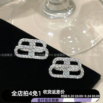TiTi BB letter earrings slightly inlaid with light lavish 925 silver needle ear nails full drill flash minimalist about lukewarm and sweet