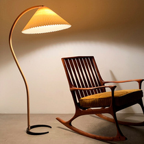  Living room sofa designer desk lamp Retro Wabi-sabi Bedroom net celebrity ins wind vertical lamp Solid wood light luxury floor lamp