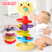 Baby toys stack turn music baby puzzle early education Ring Ball track slide ball tower 0-1-3 years old