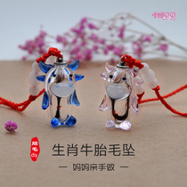 Small feet fetal hair pendant Glass crystal fetal hair pendant Fetal hair chapter Fetal hair DIY material package Dolphin love Zodiac pendant