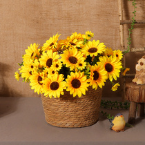 Garden gardening sunflower potted plastic bouquet flower arrangement living room table furnishings idyllic ornaments fake flower decoration