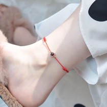 Garnet transfer beads anklets handmade red and black rope woven footrope transfer beads ladies girlfriends a pair of Korean gifts