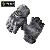Speedlight motorcycle leather gloves breathable anti-fall rider motorcycle equipment riding men and women retro half finger four seasons