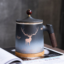 Household ceramic tea drinking water cup office mug tea separation tea cup with lid filter Cup custom Cup