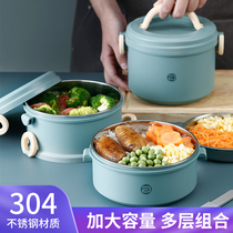 Large-capacity partition multi-layer insulated lunch box stainless steel office workers with lunch box round insulation split lunch box