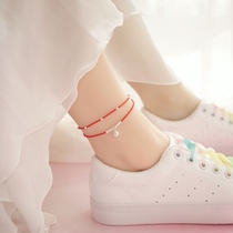 Anklet forest department Ancient style with bell anklet with sound Simple sterling silver Retro student red rope Social Korean version of forest department