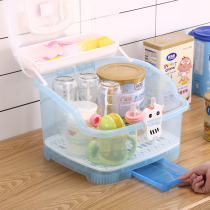 Portable baby bottle tableware baby supplies storage box drain drying rack drying rack with lid dustproof storage box