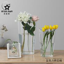 Wake-up flower bucket household acrylic wake-up flower bucket supplies plastic window decoration special light luxury flower arrangement transparent