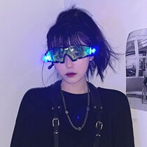 Retro helmet goggles 2020 new Korean ins Harajuku wind LED luminous goggles net red technology sense glasses