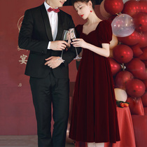 Pregnant women toast bride 2021 new little man engagement Thank you banquet dress large size fat mm high waist belly autumn